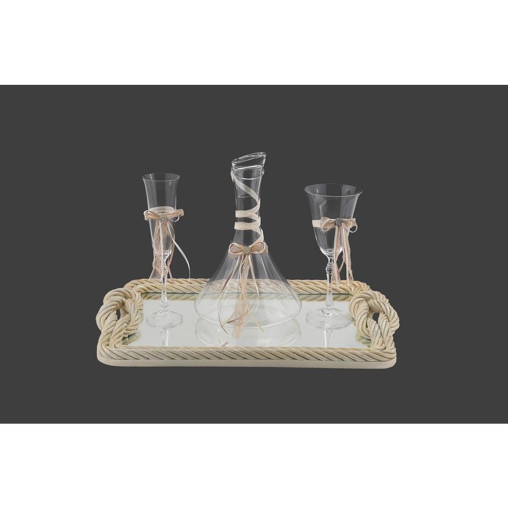 56. ΔΙΣΚΟΣ CDS732490 35x59cm ΚΑΡΑΦΑ CK2081590 18,5xH27,5cm ΠΟΤΗΡΙ CP2080650 23cm ΠΟΤ. ΣΑΜΠΑΝΙΑΣ SS2080550  H25,5cm